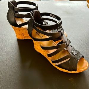 Black Wedge Sandals